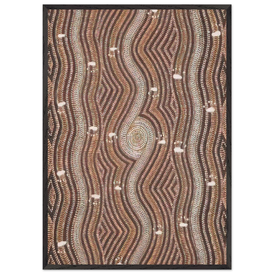 Possum Dreaming - 1985 - Clifford Possum Tjapaltjarri 70x100 cm / 28x40 inches Framed Art Print – Black Wooden Frame