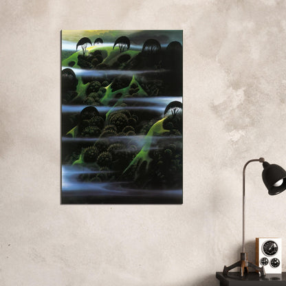 Early Morning Fog - Eyvind Earle Brushed Aluminum Print - 70x100 cm / 28x40 inches | Eyvind Earle Aluminum Print | Eyvind Earle Prints