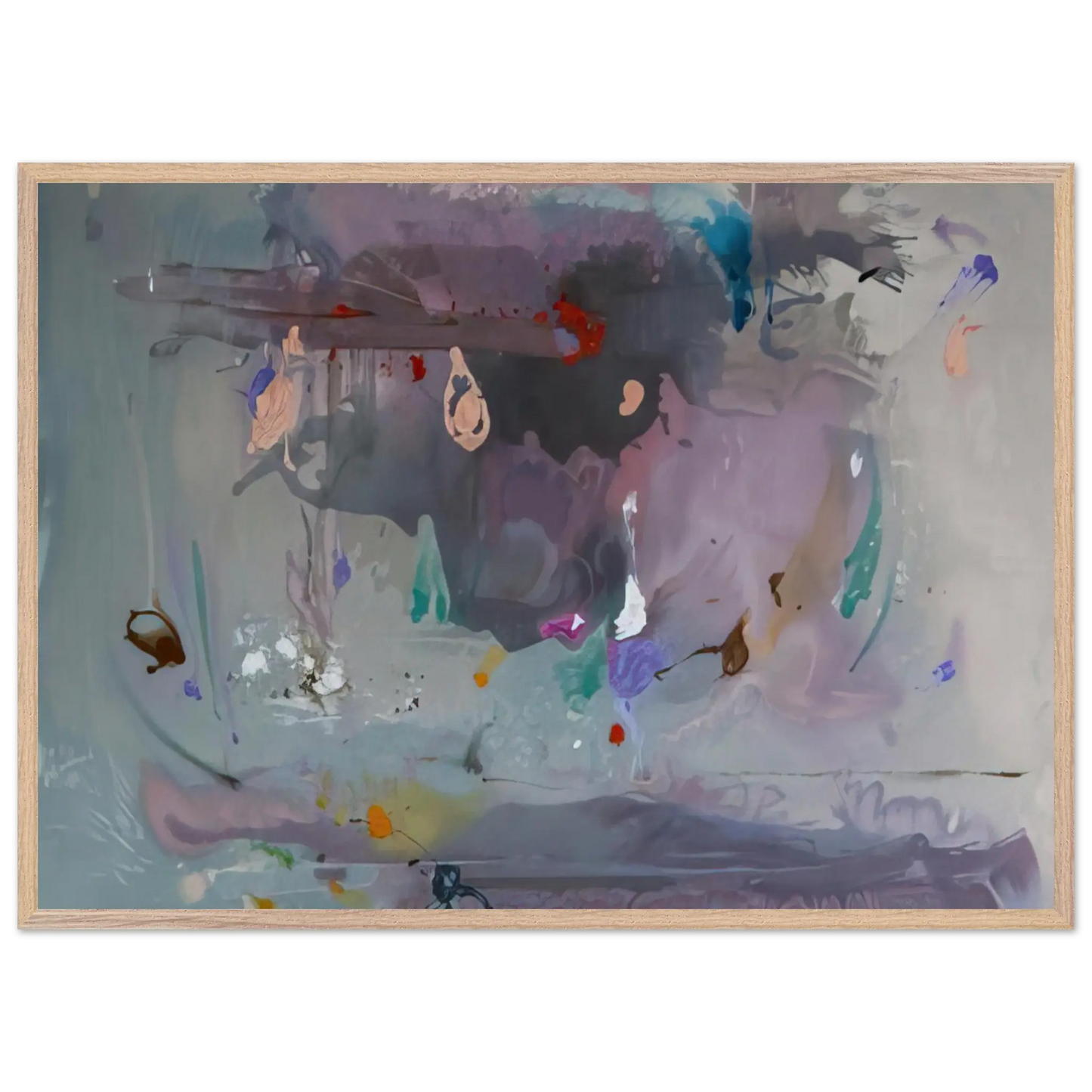 Helen Frankenthaler - Grey Fireworks - 2000 Wall art - A3 (29.7 x 42  cm) - Premium Wooden Framed Poster With Fine Art Paper - Black frame