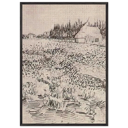 Landscape with Hut in the Camargue - Vincent van Gogh 70x100 cm / 28x40 inches Framed Art Print – Black Wooden Frame