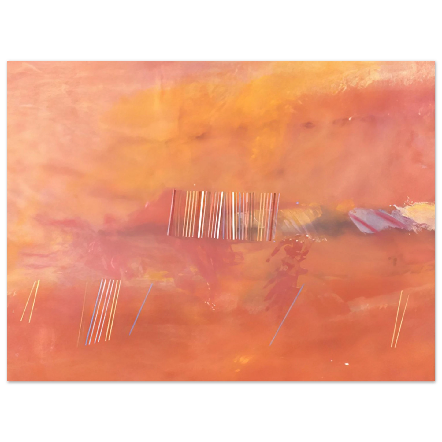 Ronnie Landfield - Orange Line Painting - 1969  75x100 cm / 30x40inches Fine Art Poster