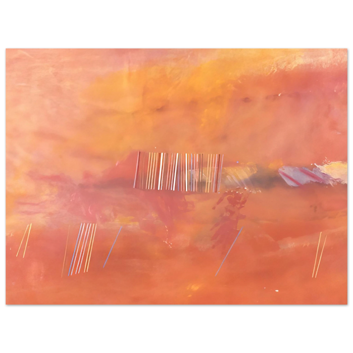 Ronnie Landfield - Orange Line Painting - 1969  75x100 cm / 30x40inches Fine Art Poster