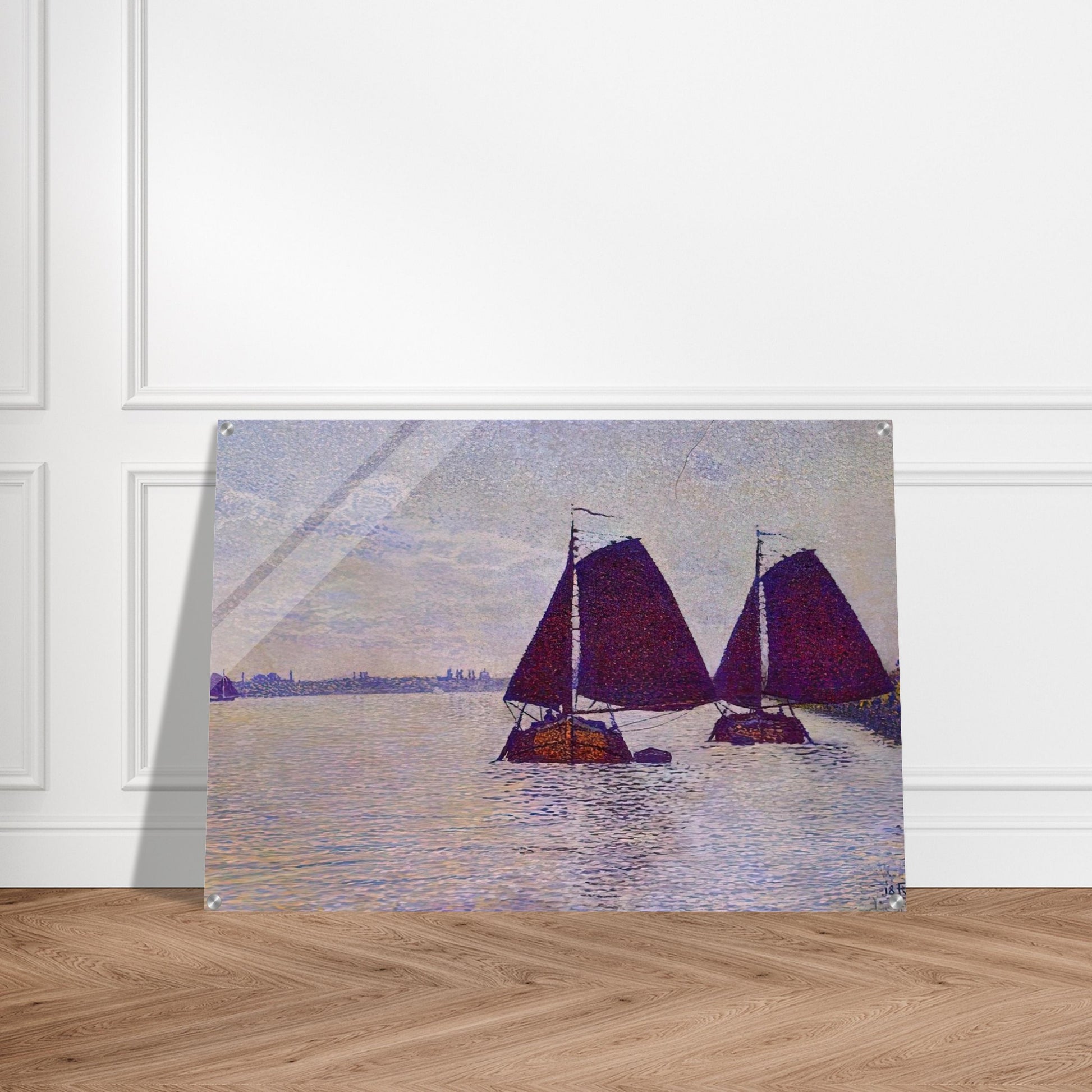 BARGES ON THE RIVER SCHELDT 1892 - Theo van Rysselberghe Acrylic Print - 70x100 cm / 28x40″ inches