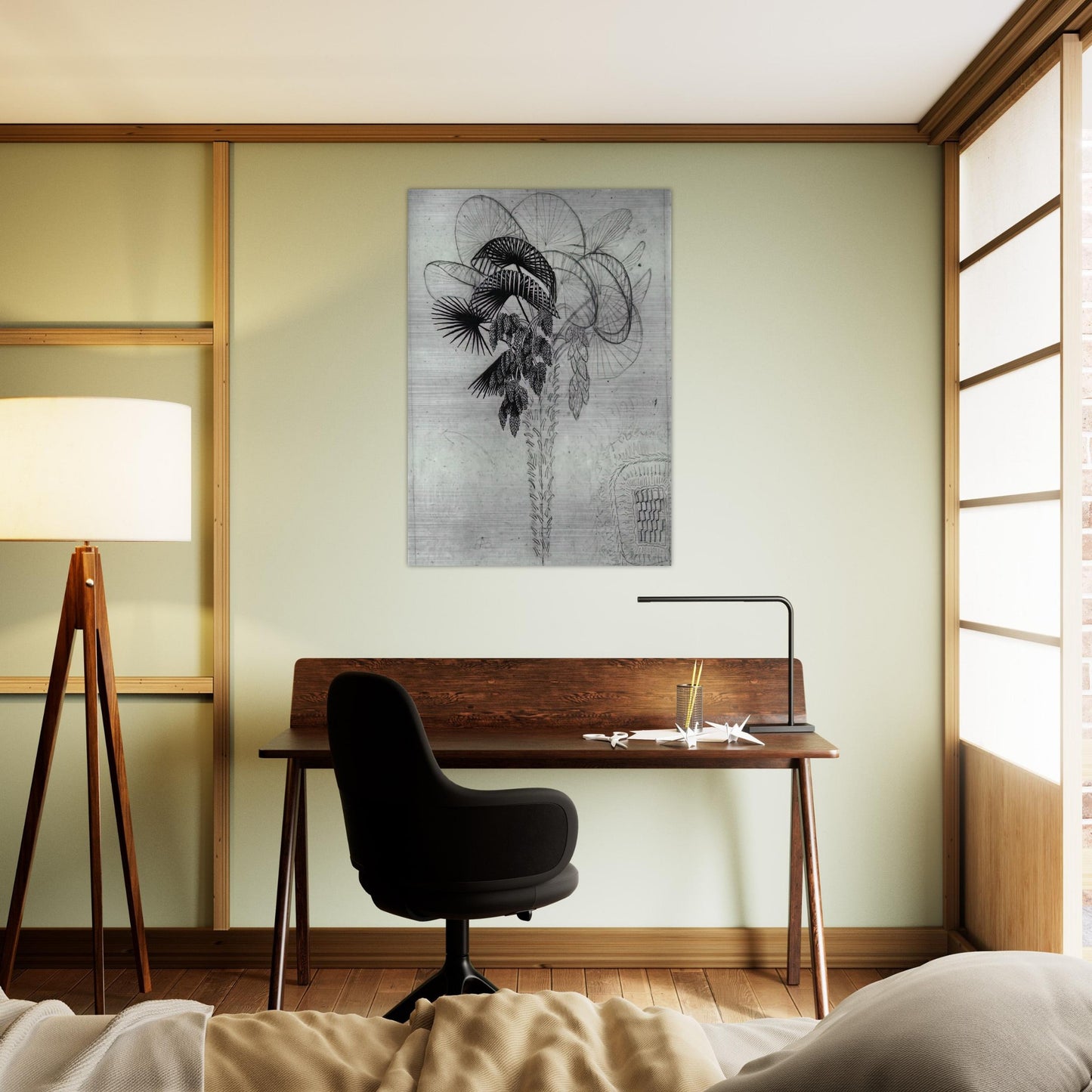 PALM TREE SKETCH - MC Escher Brushed Aluminum Print - 70x100 cm / 28x40 inches | MC Escher Aluminum Print | MC Escher Prints