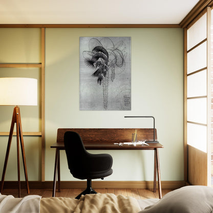 PALM TREE SKETCH - MC Escher Brushed Aluminum Print - 70x100 cm / 28x40 inches | MC Escher Aluminum Print | MC Escher Prints