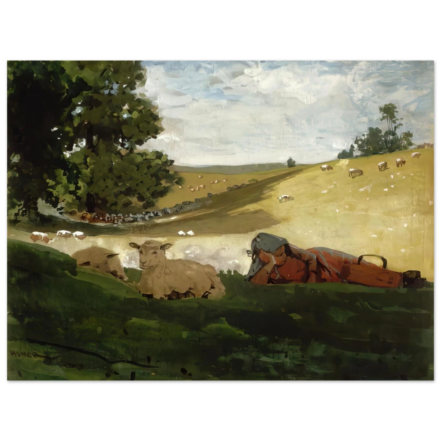 Winslow Homer - WARM AFTERNOON SHEPHERDESS  75x100 cm / 30x40inches Fine Art Poster
