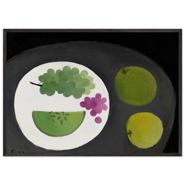 Melon and Grapes - 2009 - Mary Fedden 70x100 cm / 28x40 inches Framed Art Print – Black Wooden Frame