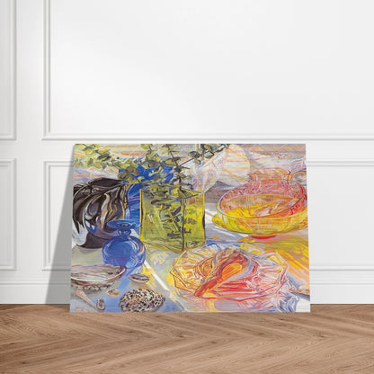 GLASS AND SHELLS 1990 - Janet Fish Brushed Aluminum Print - 70x100 cm / 28x40 inches | Janet Fish Aluminum Print | Janet Fish Prints