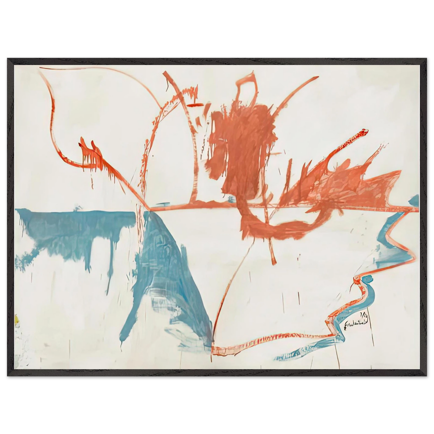 Helen Frankenthaler - French Horizon, 1958- Wall Art - 60x80 cm / 24x32 inches - Premium Wooden Framed Poster With Fine Art Paper-canvas - Wood frame
