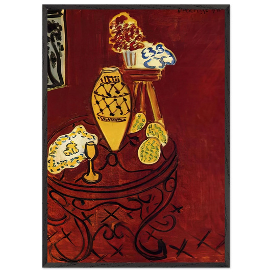 INTERIOR IN VENETIAN RED 1946 - Henri Matisse 70x100 cm / 28x40 inches Framed Art Print – Black Wooden Frame