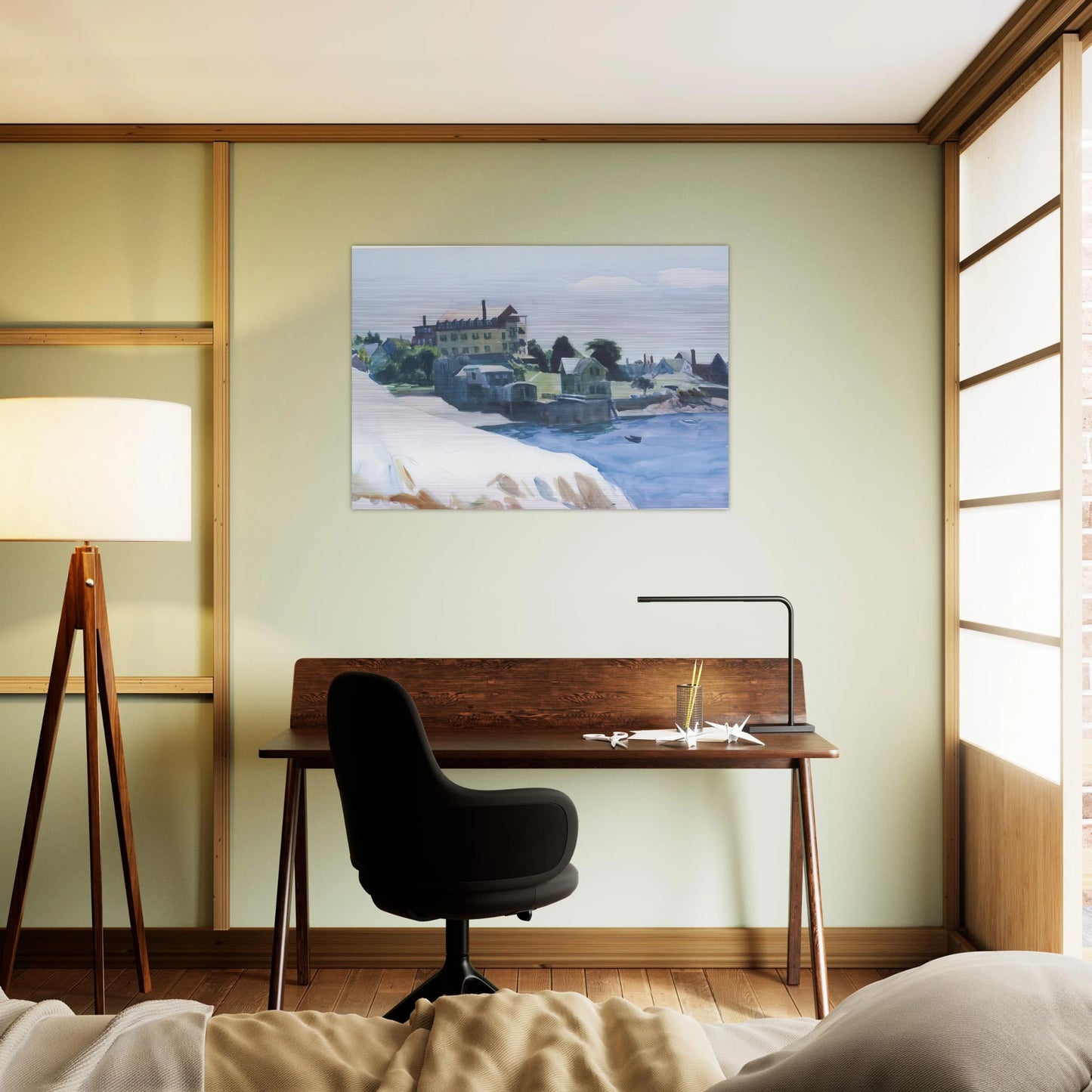 Small Town on Cove - Edward Hopper Brushed Aluminum Print - 70x100 cm / 28x40 inches | Edward Hopper Aluminum Print | Edward Hopper Prints