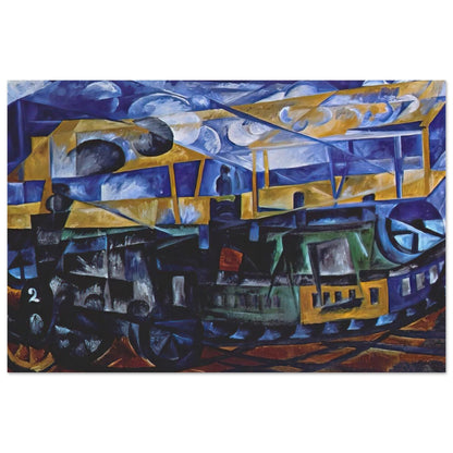 Airplane over train - 1913 - Natalia Goncharova Art Prints - 100x150 cm / 40x60″ inches | Natalia Goncharova Poster | Natalia Goncharova Prints