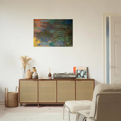 Water Lily Pond, Evening right panel - claude monet Brushed Aluminum Print - 70x100 cm / 28x40 inches | claude monet Aluminum Print | claude monet Prints