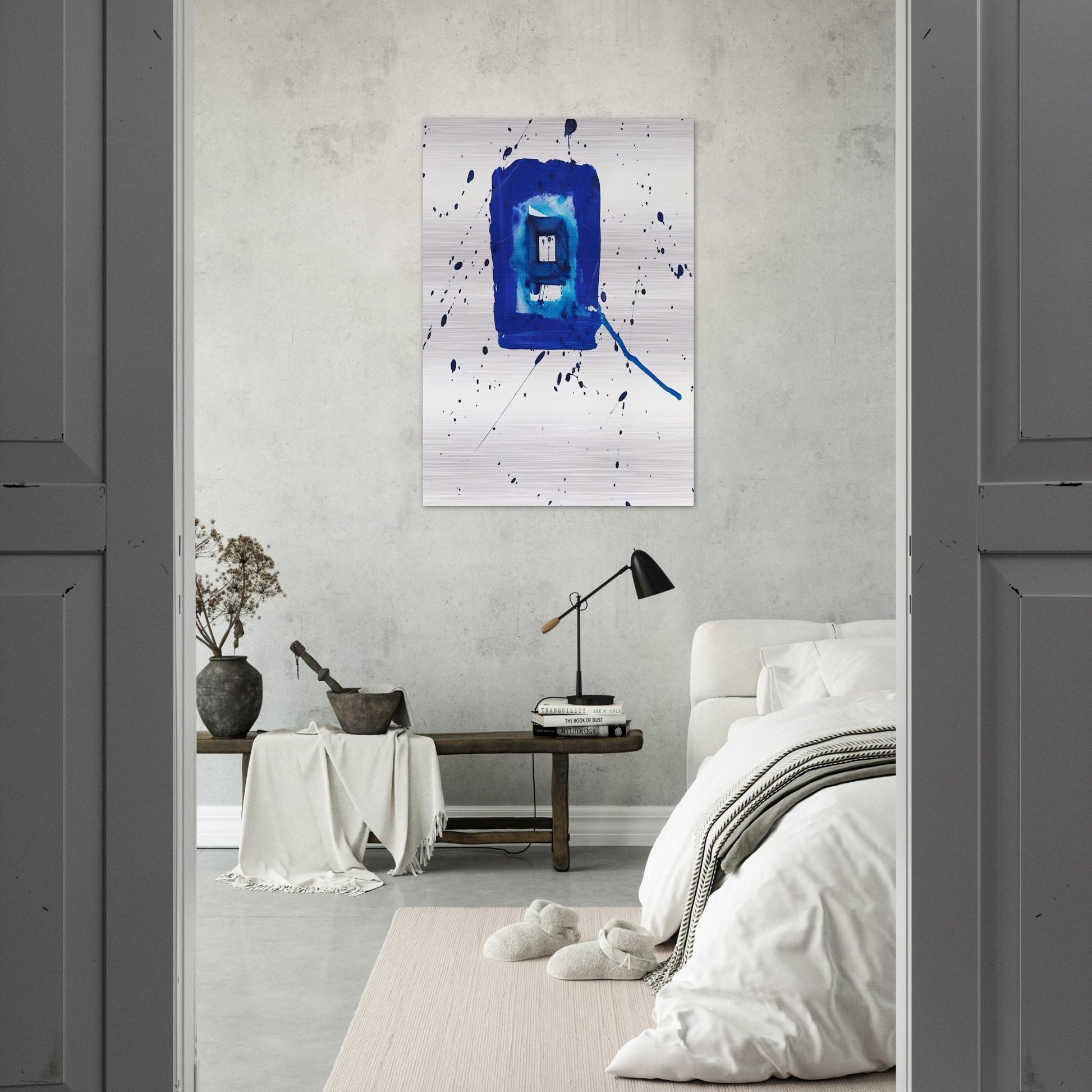 Blue Frame - Sam Francis Brushed Aluminum Print - 70x100 cm / 28x40 inches | Sam Francis Aluminum Print | Sam Francis Prints