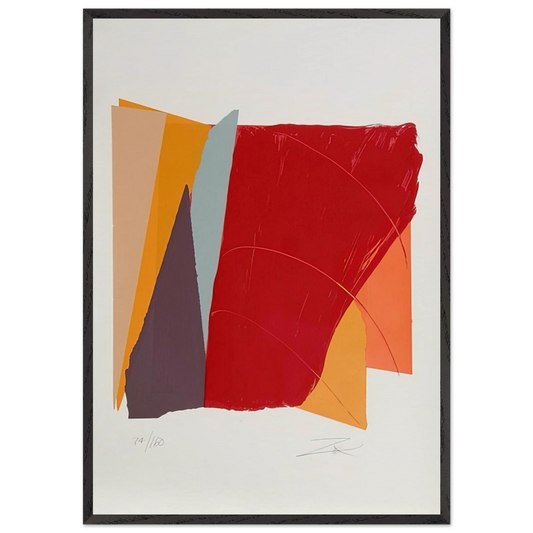 Red Line I - 1979 - Larry Zox 70x100 cm / 28x40 inches Framed Art Print – Black Wooden Frame