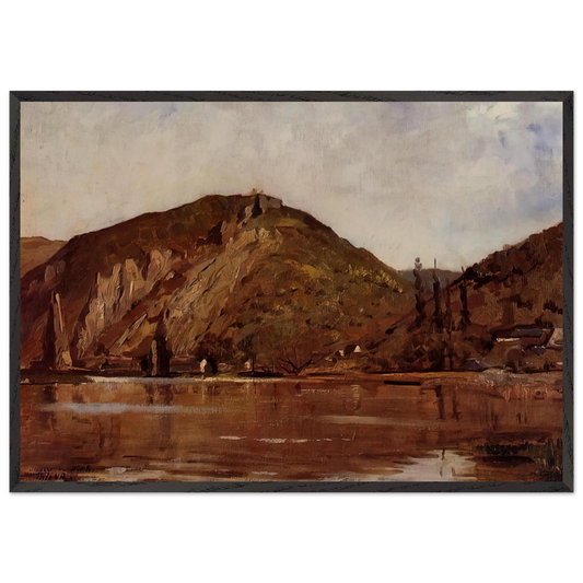 MEUSE RIVER AROUND NAMUR 1880 - Theo van Rysselberghe 70x100 cm / 28x40 inches Framed Art Print – Black Wooden Frame
