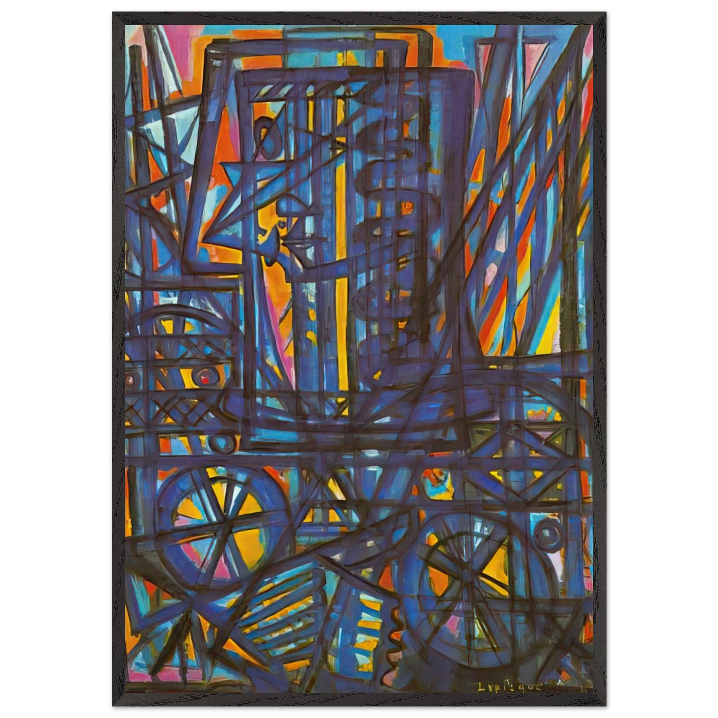 Jeanne dArc traversant la Loire - 1940 - Charles Lapicque 70x100 cm / 28x40 inches Framed Art Print – Black Wooden Frame