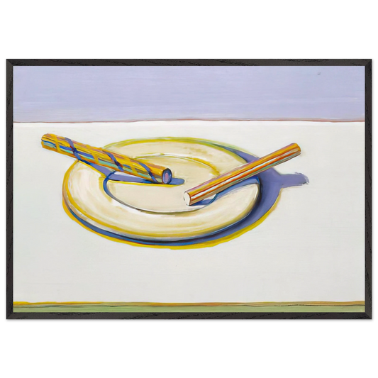 Two Candy Sticks - 2004 - Wayne Thiebaud 70x100 cm / 28x40 inches Framed Art Print – Black Wooden Frame