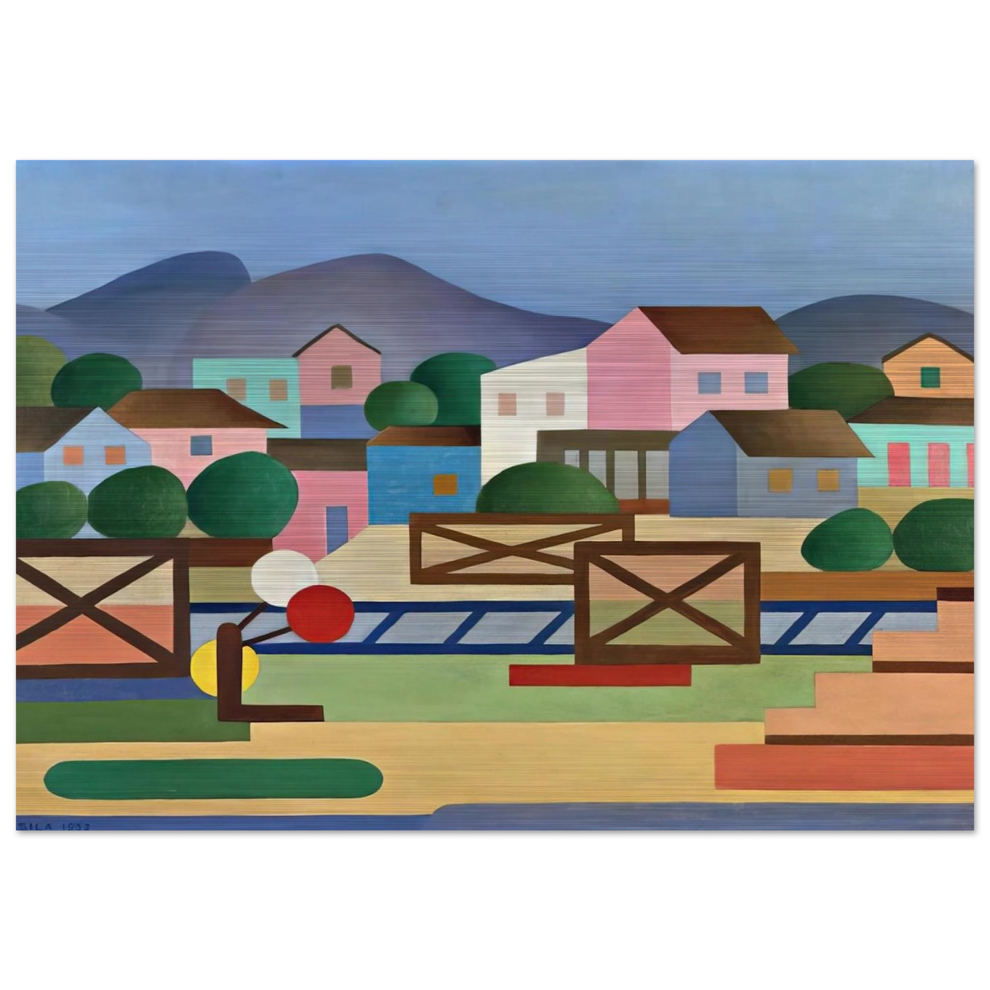 Level II Pass - Tarsila do Amaral Brushed Aluminum Print - 70x100 cm / 28x40 inches | Tarsila do Amaral Aluminum Print | Tarsila do Amaral Prints