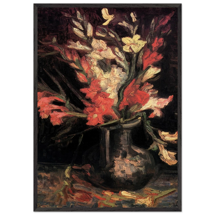 Vase with Red Gladioli - Vincent van Gogh 70x100 cm / 28x40 inches Framed Art Print – Black Wooden Frame