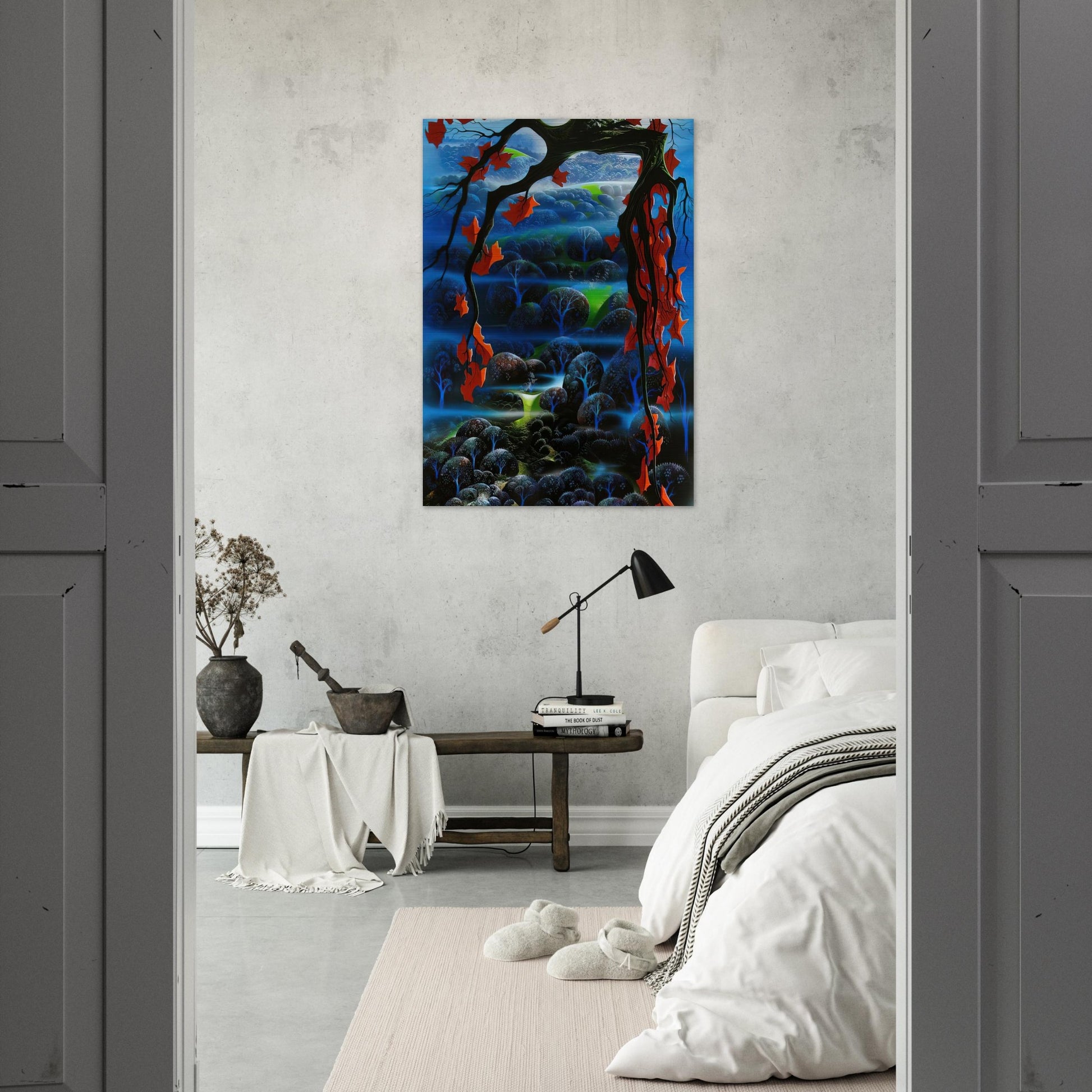 Valley of Dreams - Eyvind Earle Brushed Aluminum Print - 70x100 cm / 28x40 inches | Eyvind Earle Aluminum Print | Eyvind Earle Prints