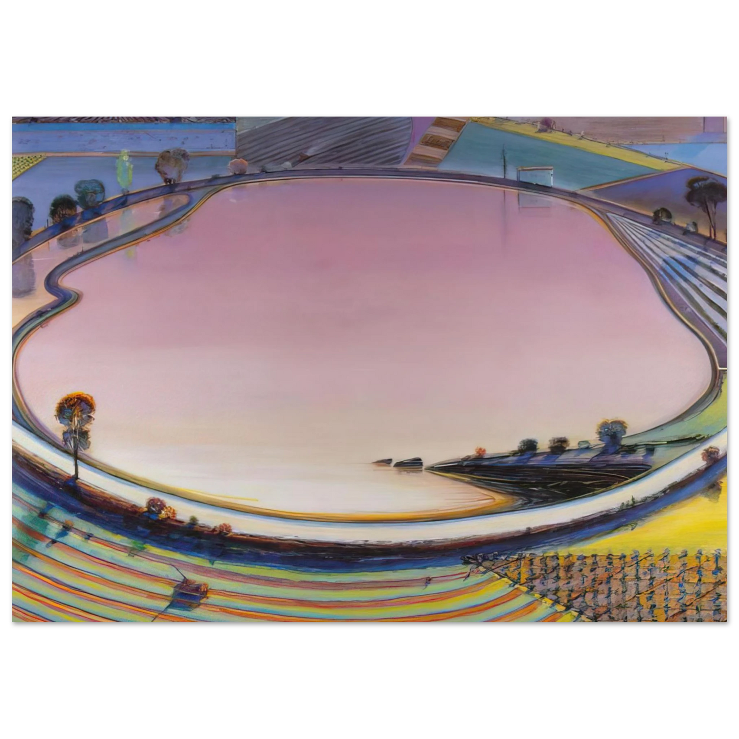 Wayne Thiebaud - Reservoir - 1999 Wall Art - 60x80 cm / 24x32 inches - Premium Wooden Framed Poster With Fine Art Paper-canvas - Wood frame