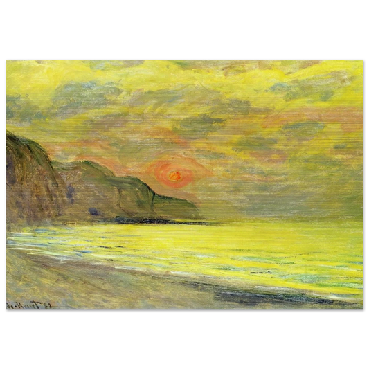 Sunset, Foggy Weather, Pourville - claude monet Brushed Aluminum Print - 70x100 cm / 28x40 inches | claude monet Aluminum Print | claude monet Prints