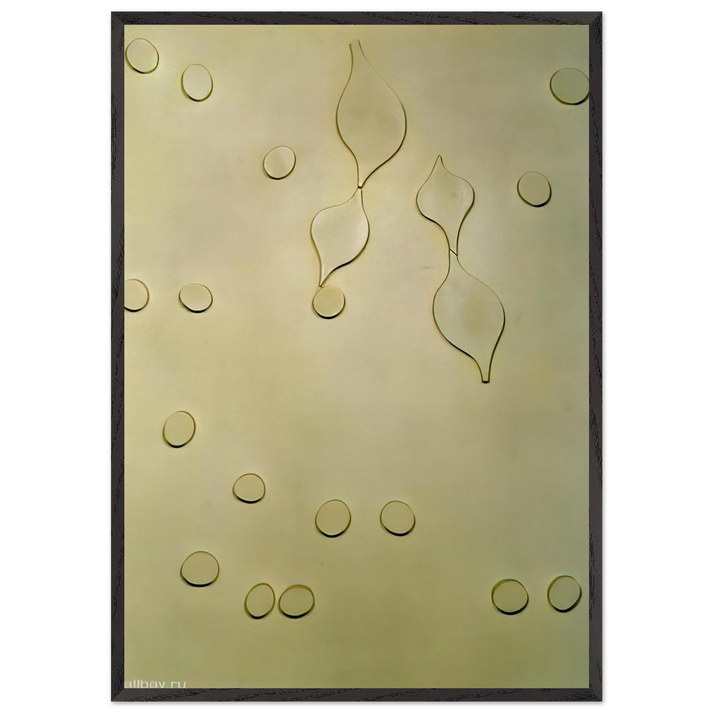 Leafage and Drops - Jean Arp 70x100 cm / 28x40 inches Framed Art Print – Black Wooden Frame