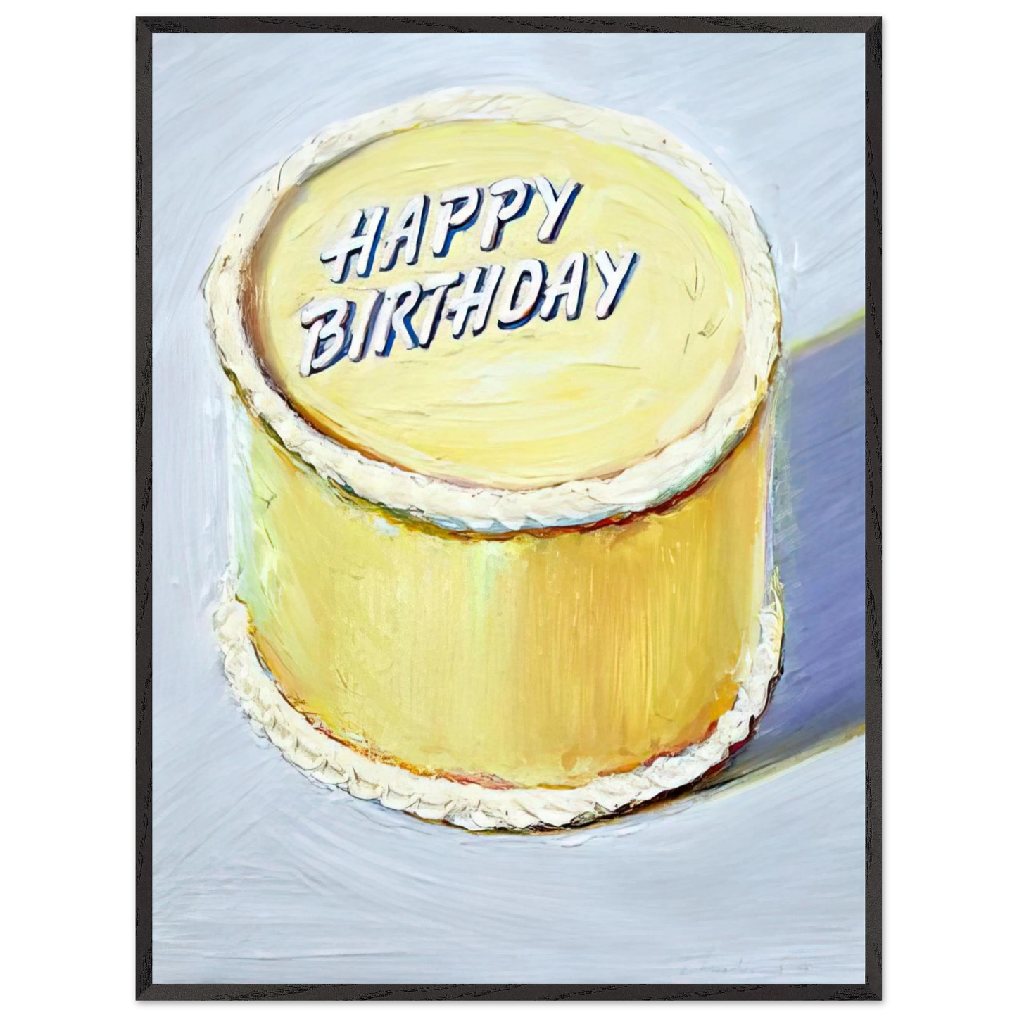 Wayne Thiebaud - Happy Birthday Cake - 1975 Wall Art - 21x29.7 cm / 8x12" - Premium Wooden Framed Poster With Fine Art Paper - Wood frame