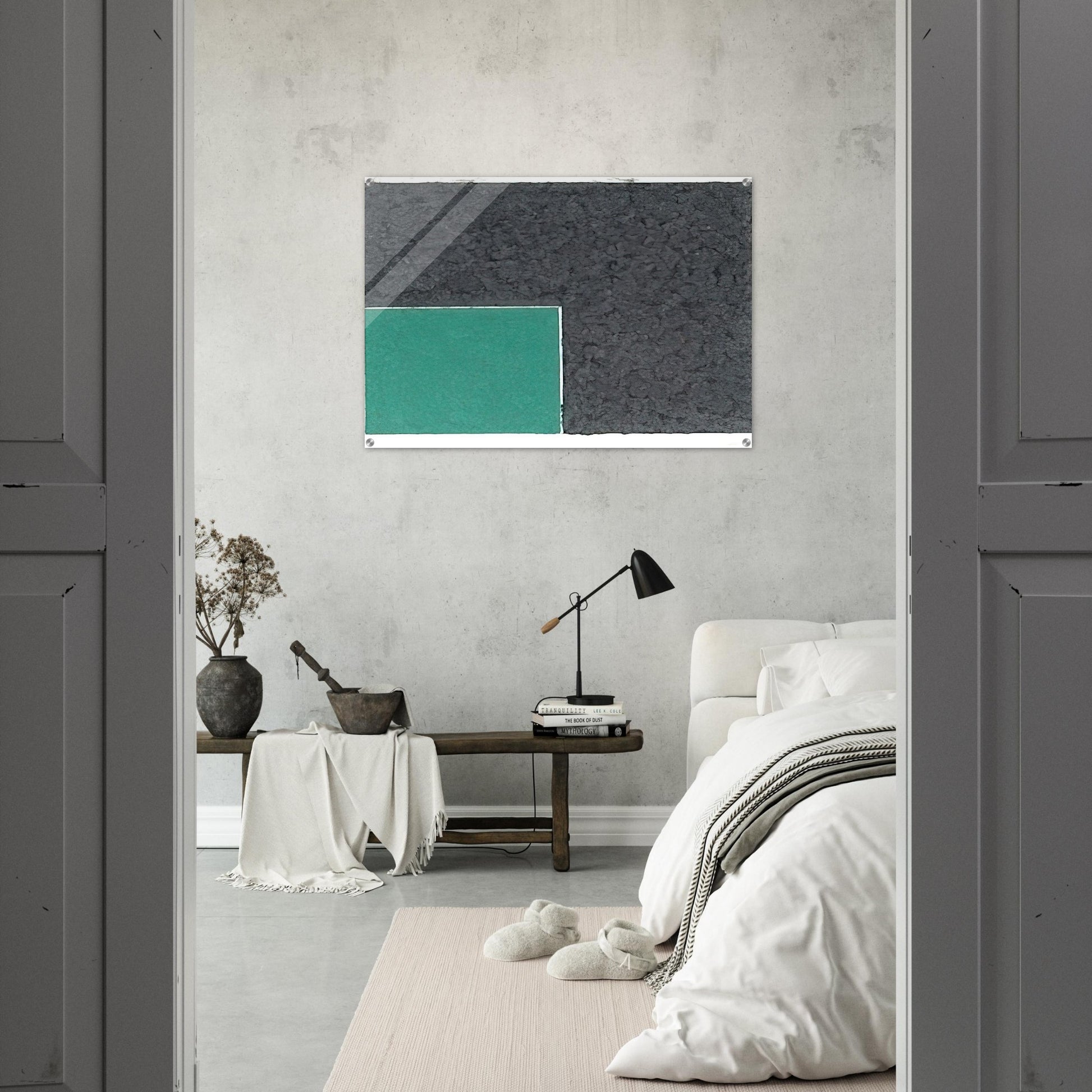 Colored Paper Image XVIII  Green Square with Grey  - Ellsworth Kelly Acrylic Print - 70x100 cm / 28x40″ inches
