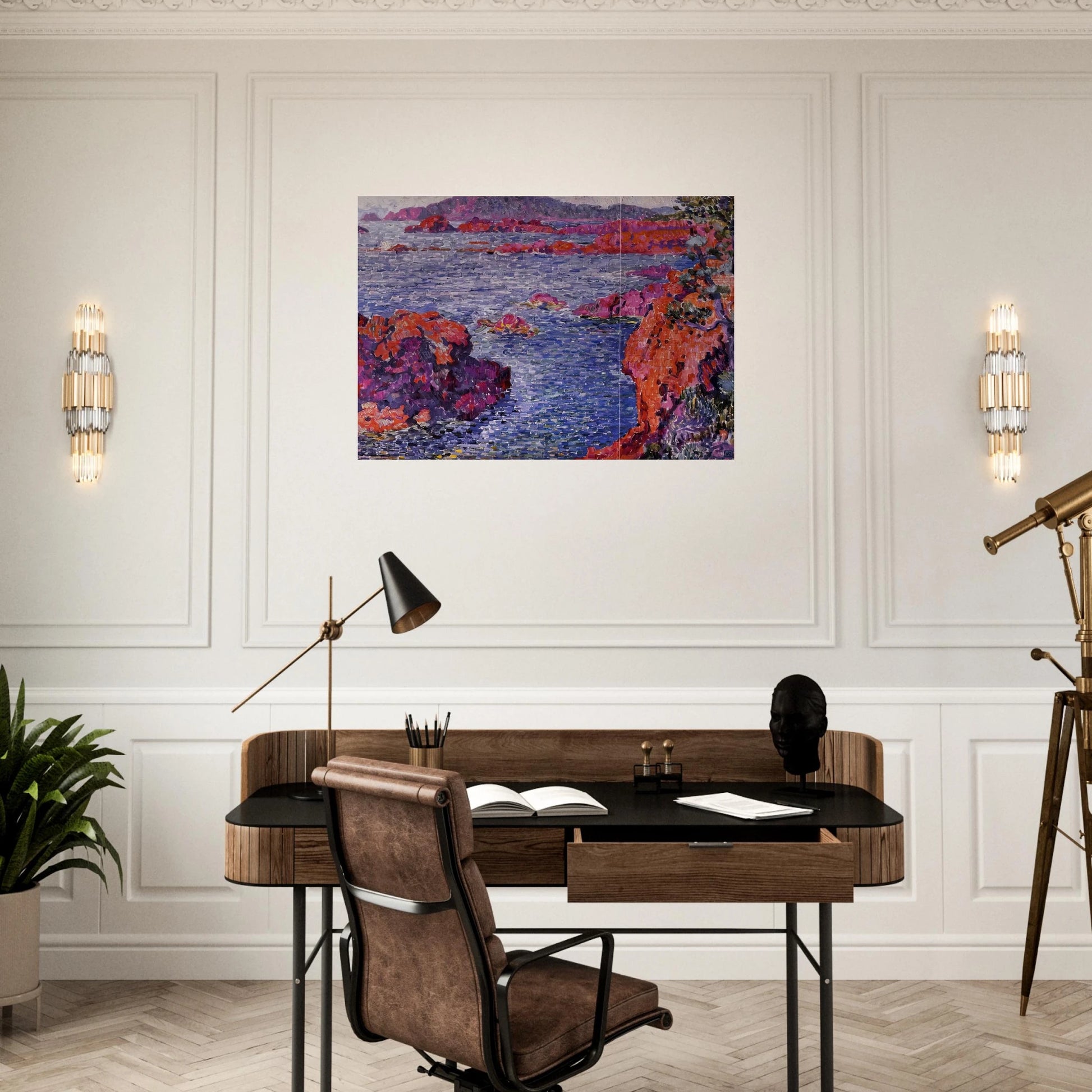 ROCKS AT ANTHEOR 1906 - Theo van Rysselberghe Brushed Aluminum Print - 70x100 cm / 28x40 inches | Theo van Rysselberghe Aluminum Print | Theo van Rysselberghe Prints