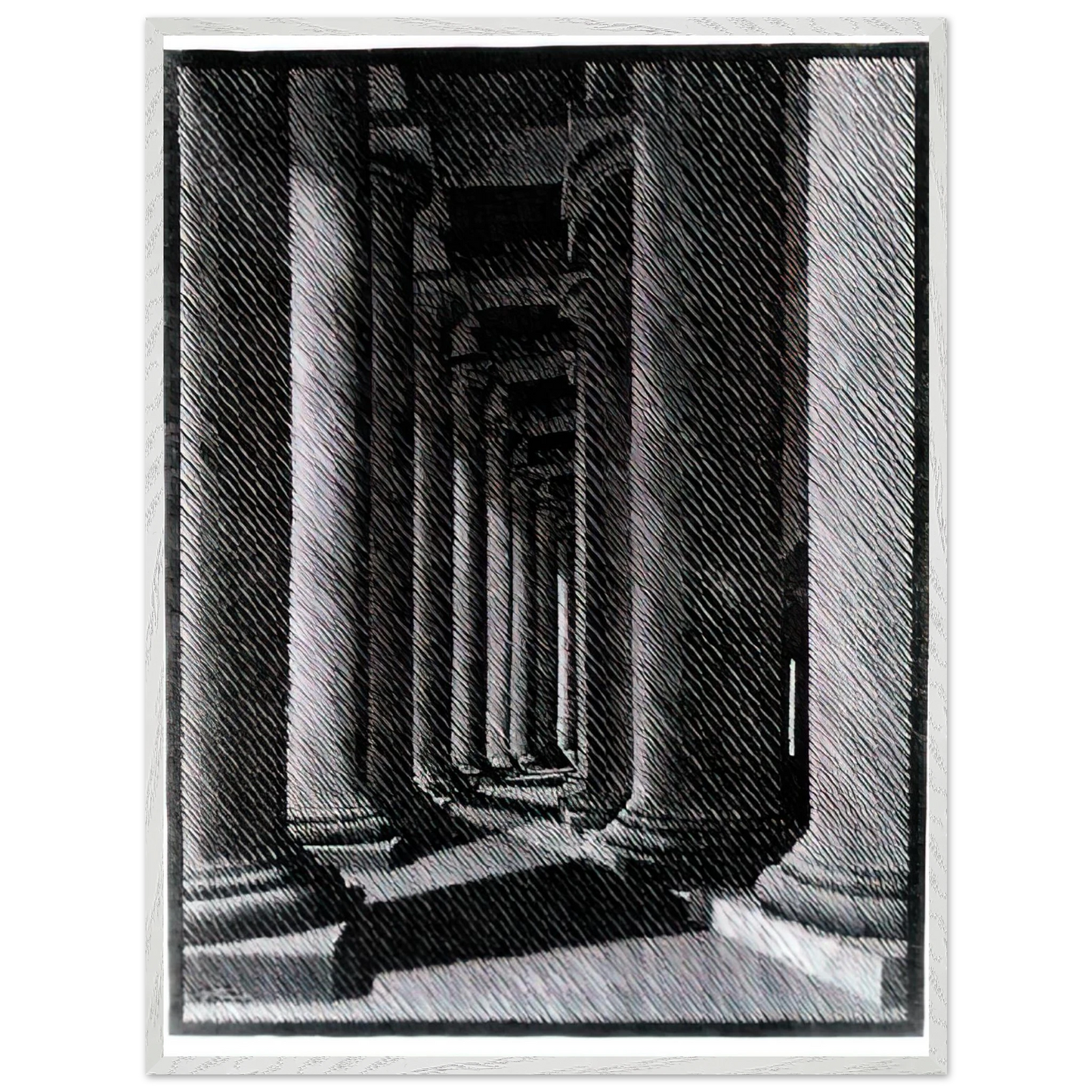 MC Escher - NOCTURNAL ROME COLONADE OF ST PETER S Wall Art - 60x80 cm / 24x32 inches - Premium Wooden Framed Poster With Fine Art Paper - Black frame