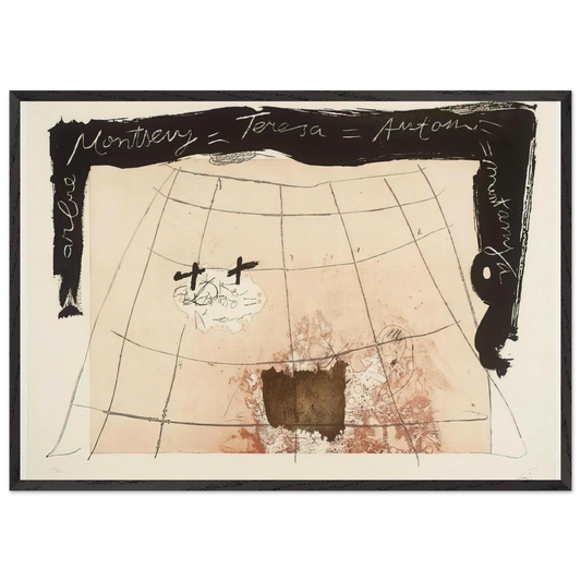 CARTOGRAPHY 1976 - Antoni Tapies 70x100 cm / 28x40 inches Framed Art Print – Black Wooden Frame