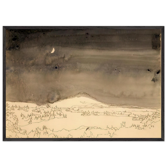 Untitled Night Scene Study - Contemporary Realism - Neil Welliver 70x100 cm / 28x40 inches Framed Art Print – Black Wooden Frame