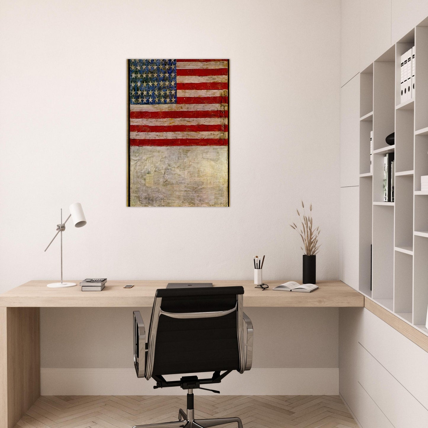 FLAG ABOVE WHITE - Jasper Johns Brushed Aluminum Print - 70x100 cm / 28x40 inches | Jasper Johns Aluminum Print | Jasper Johns Prints