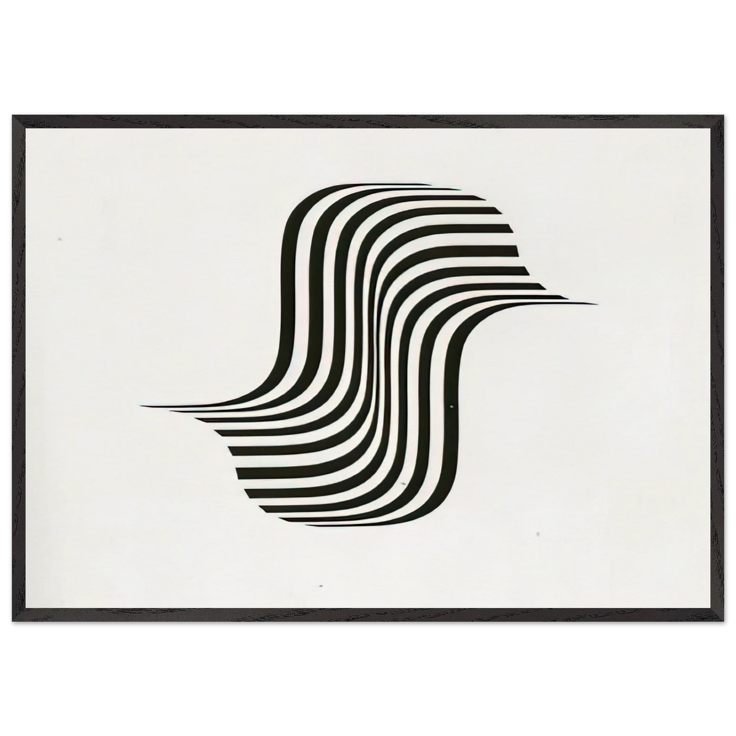 UNTITLED WINGED CURVE 1966 - Bridget Riley 70x100 cm / 28x40 inches Framed Art Print – Black Wooden Frame