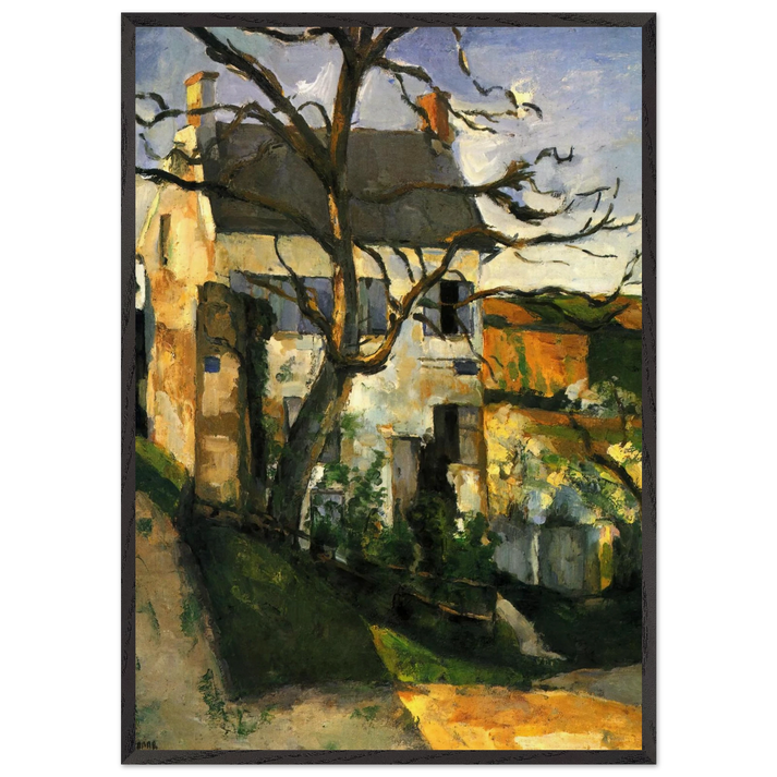 The House and the Tree - Paul Cezanne 70x100 cm / 28x40 inches Framed Art Print – Black Wooden Frame