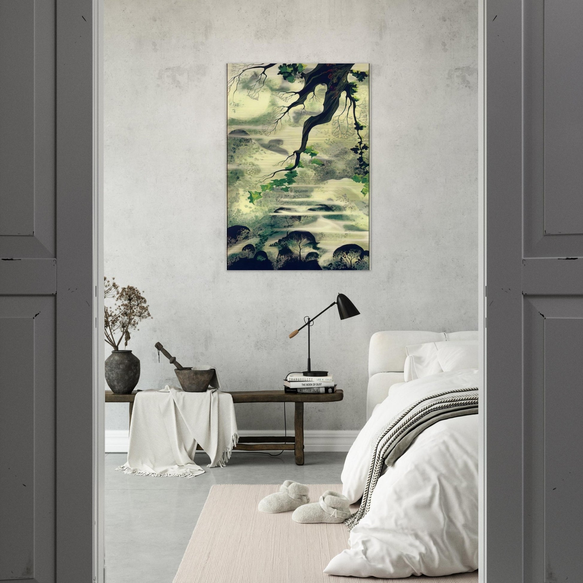Fog Bound - Eyvind Earle Brushed Aluminum Print - 70x100 cm / 28x40 inches | Eyvind Earle Aluminum Print | Eyvind Earle Prints