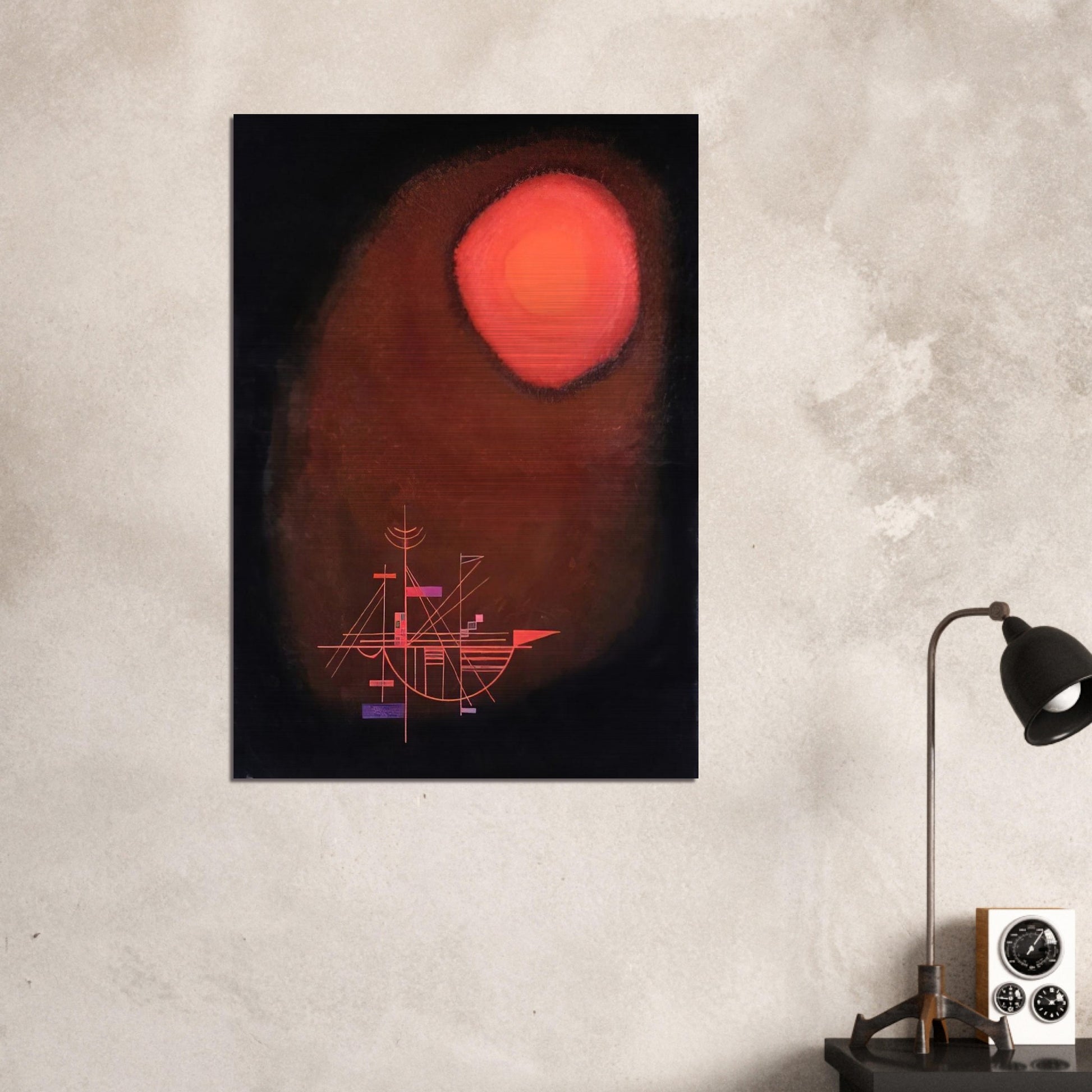 RED SUN AND SHIP - Wassily Kandinsky Brushed Aluminum Print - 70x100 cm / 28x40 inches | Wassily Kandinsky Aluminum Print | Wassily Kandinsky Prints