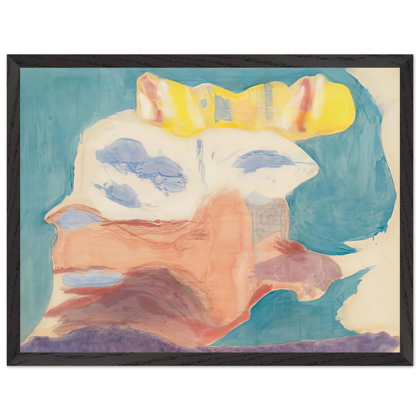 Helen Frankenthaler - Sea Goddess, 1963- Wall Art - 21x29.7 cm / 8x12" - Premium Wooden Framed Poster With Fine Art Paper-canvas - Black frame