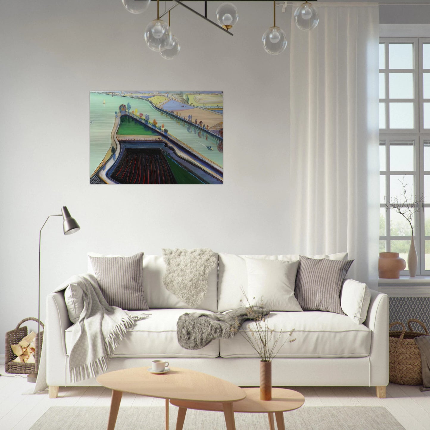 River Boats - 2001 - Wayne Thiebaud Brushed Aluminum Print - 70x100 cm / 28x40 inches | Wayne Thiebaud Aluminum Print | Wayne Thiebaud Prints