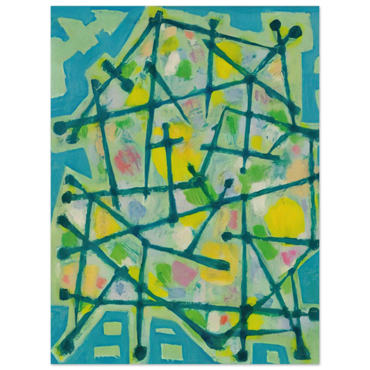 Alfred Manessier - Blue-Green Lines on Aqua Background - 1953  75x100 cm / 30x40inches Fine Art Poster