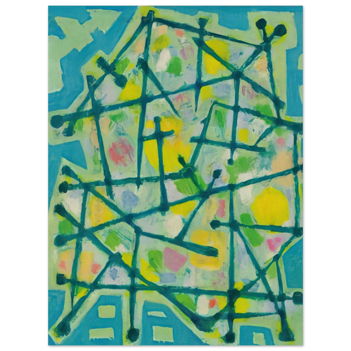 Alfred Manessier - Blue-Green Lines on Aqua Background - 1953  75x100 cm / 30x40inches Fine Art Poster