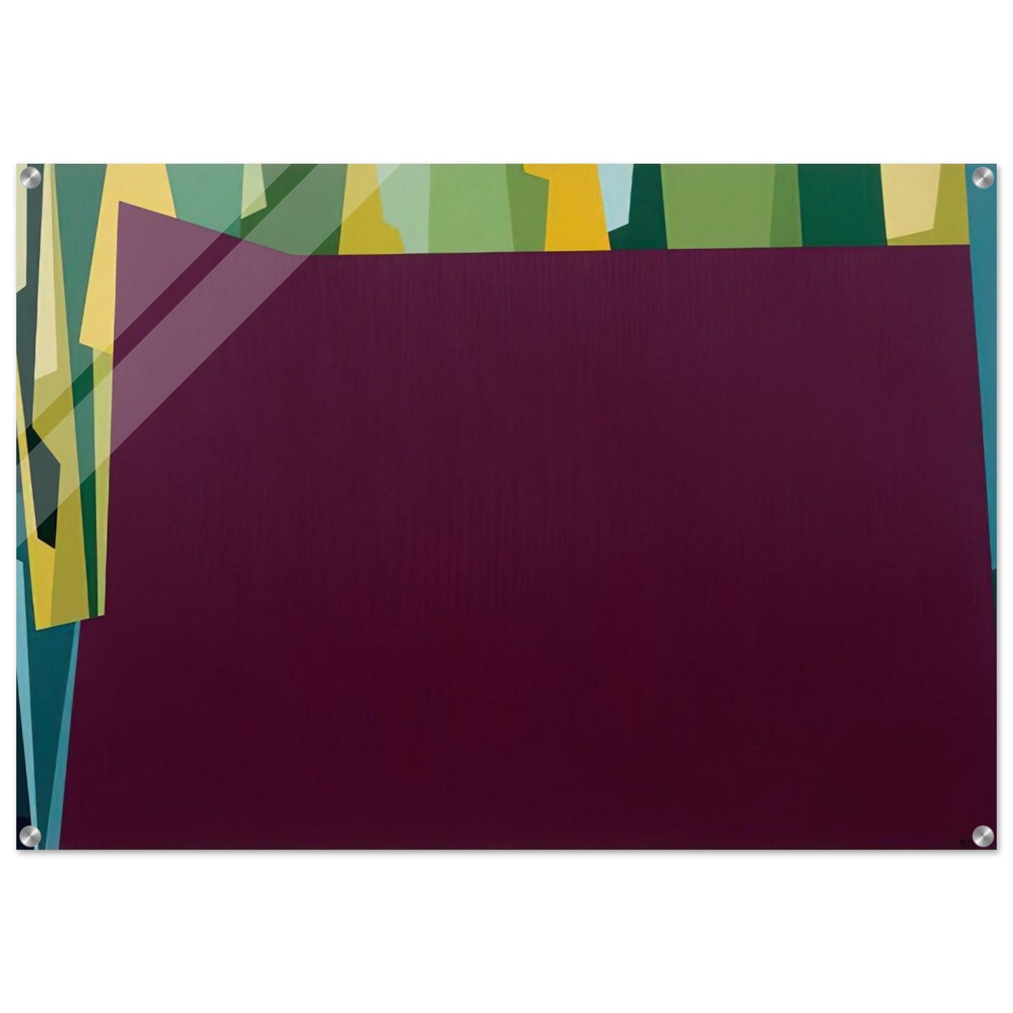 Interlocking Forms Big Magenta With Green - 1959 - Karl Benjamin Acrylic Print - 70x100 cm / 28x40″ inches