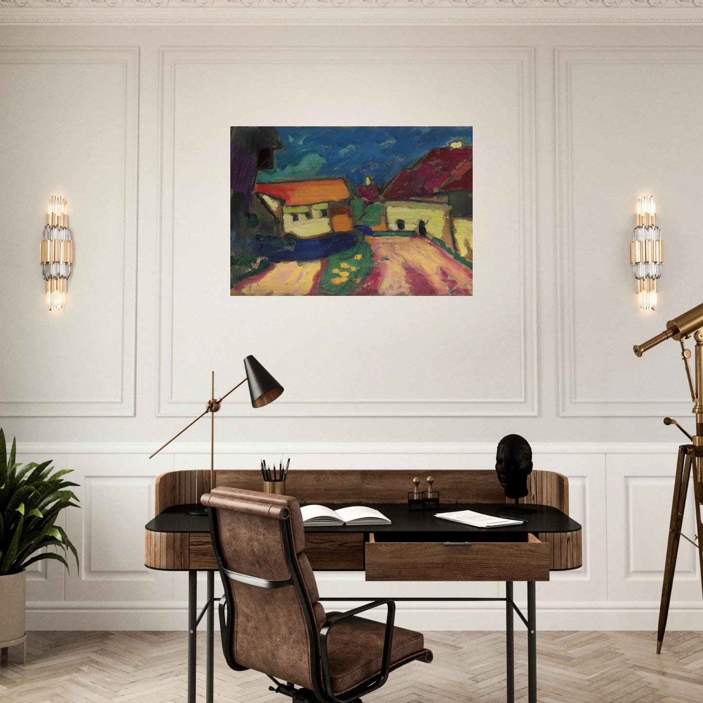 LANDSCHAFTSTUDIE DORFSTRASSE 1908 - Alexej von Jawlensky Brushed Aluminum Print - 70x100 cm / 28x40 inches | Alexej von Jawlensky Aluminum Print | Alexej von Jawlensky Prints