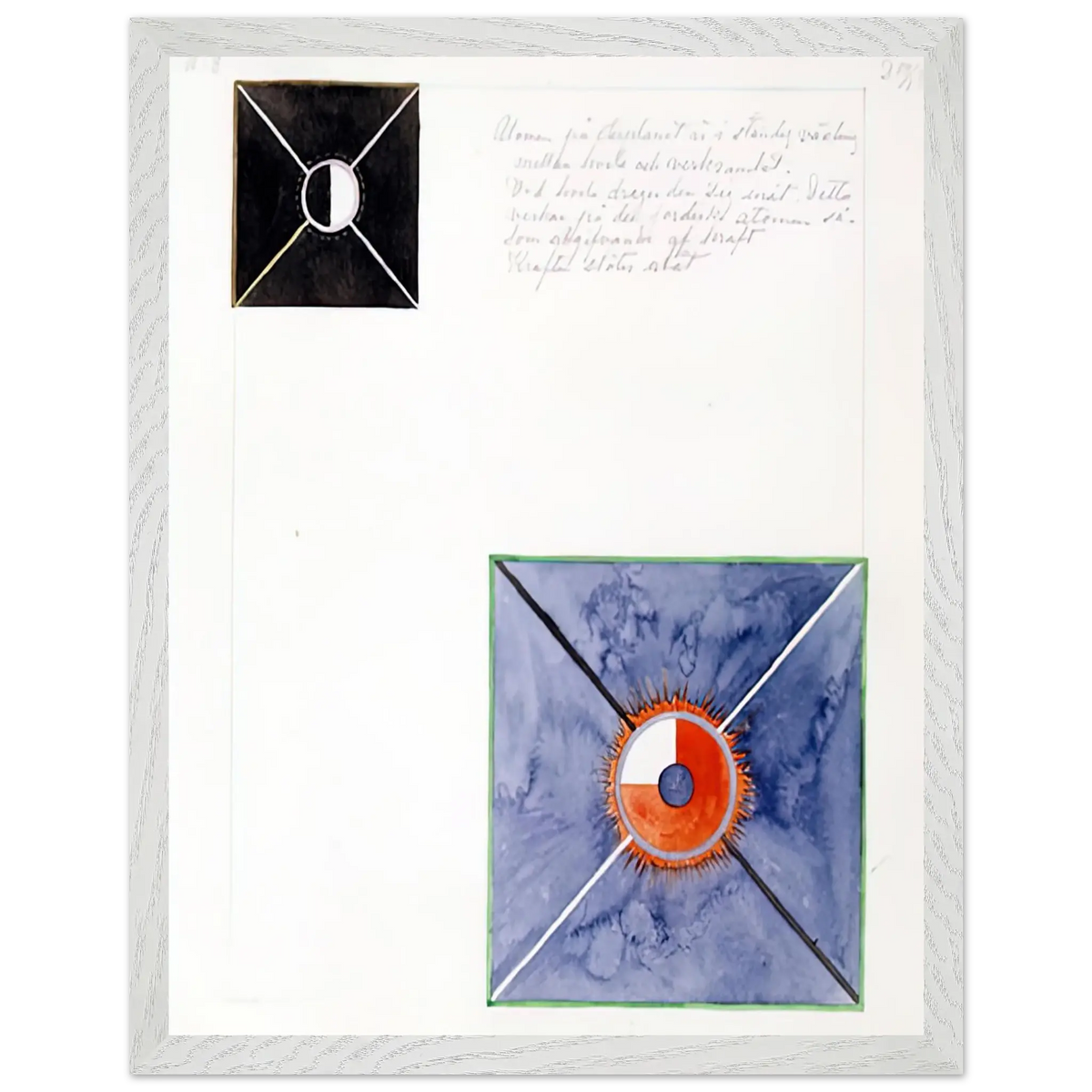 Hilma af Klint - ATOM SERIES NO 8 ATOM ON THE ETHER PLANE IS IN CONSTANT CHANGE BETWEEN REST AND ACTIVITY AT THE 1917 Wall art - 27x35 cm / 11x14 Inches - Premium Wooden Framed Poster With Fine Art Paper - White frame