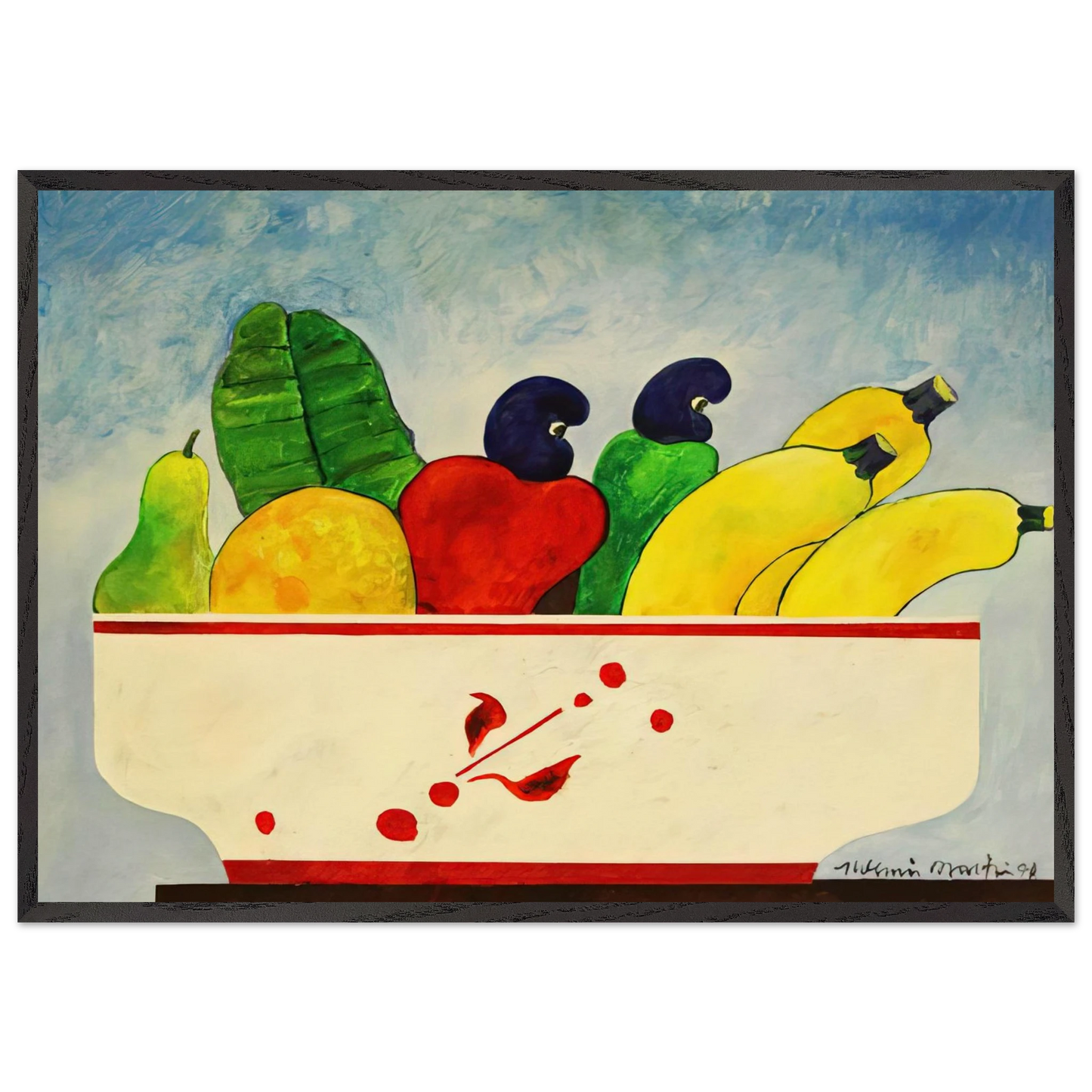 Cesta Com Frutas - 1998 - Aldemir Martins 70x100 cm / 28x40 inches Framed Art Print – Black Wooden Frame
