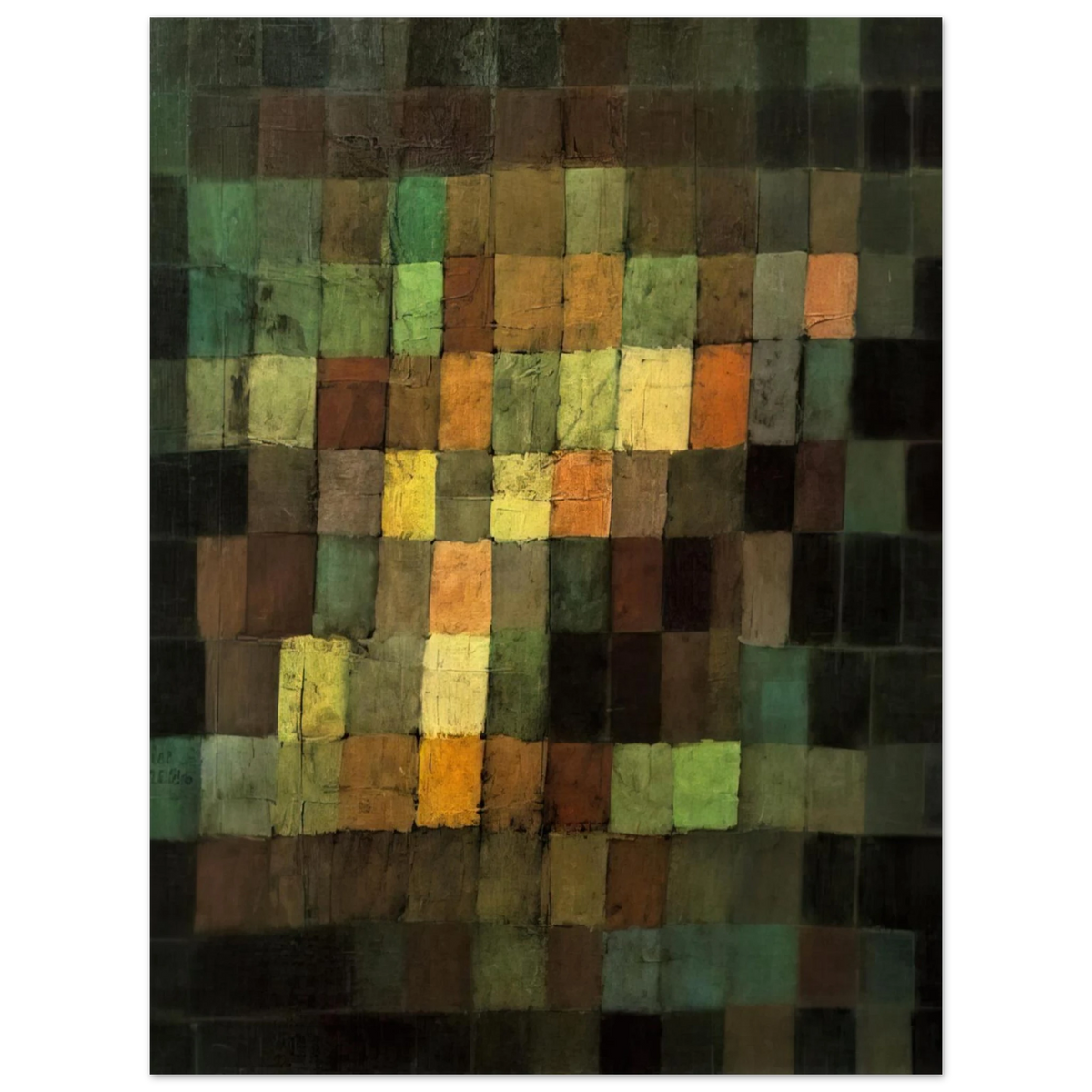 Paul Klee - ANCIENT SOUND ABSTRACT ON BLACK BACKGROUND 1925  75x100 cm / 30x40inches Fine Art Poster