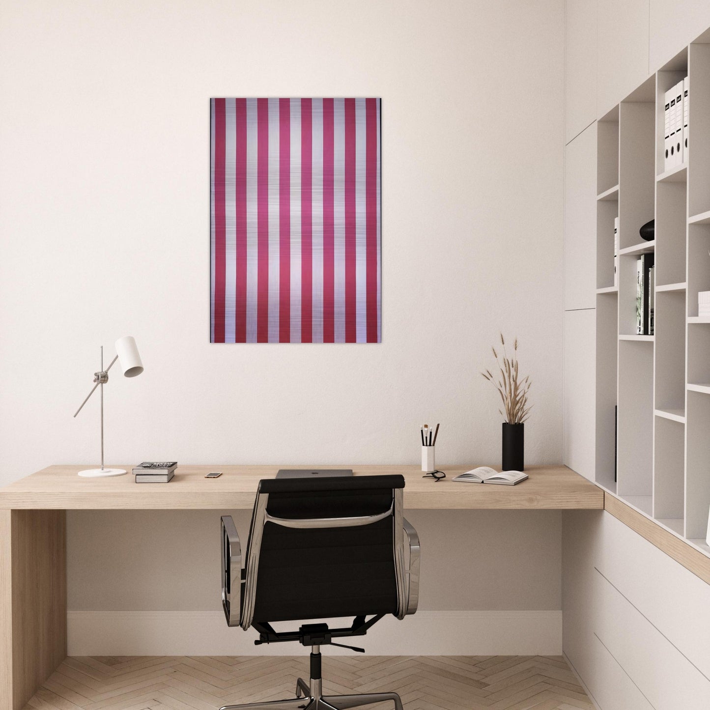 Peinture acrylique blanche sur tissu rayé blanc et rouge - 1970 - Daniel Buren Brushed Aluminum Print - 70x100 cm / 28x40 inches | Daniel Buren Aluminum Print | Daniel Buren Prints