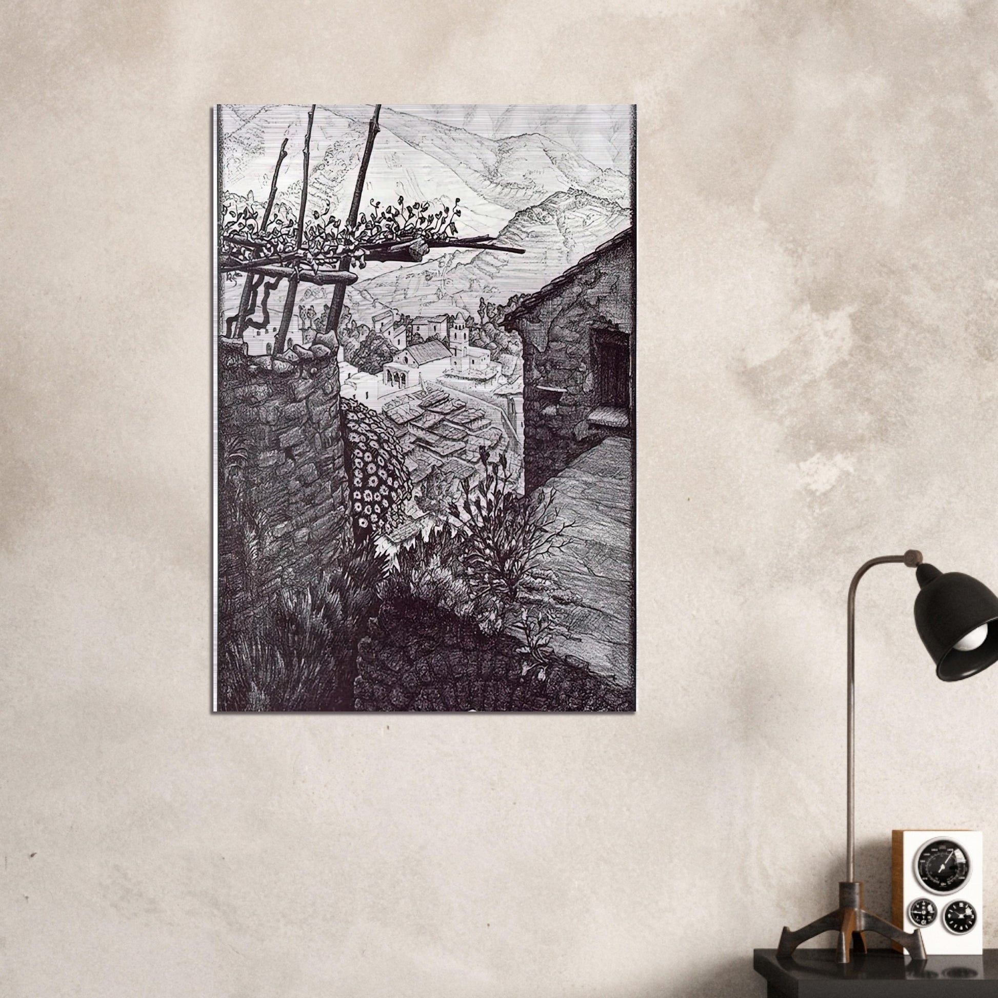 THE HAMLET OF TURELLO SOUTHERN ITALY - MC Escher Brushed Aluminum Print - 70x100 cm / 28x40 inches | MC Escher Aluminum Print | MC Escher Prints